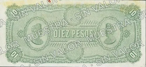 10 pesos, Banco de Londres y Sud América proof (M248), M248s $10 Banco de Londres y Sud América specimen, reverso