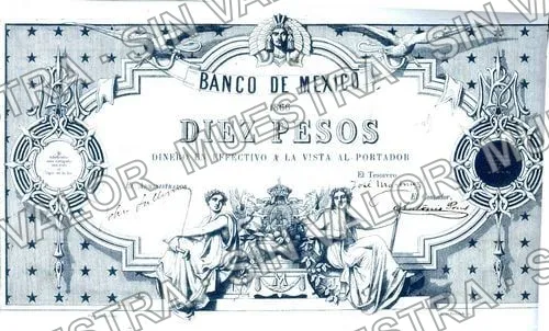 10 pesos, Banco de México (M20), anverso (M20 $10 Banco de México with signatures)
