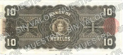10 pesos, Banco de Morelos (M418), reverso