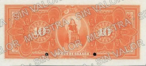 10 pesos, Banco de Oaxaca (M448), reverso (M448s $10 Banco de Oaxaca specimen)