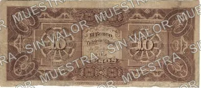 10 pesos, Banco de Patricio Milmo (M442), reverso