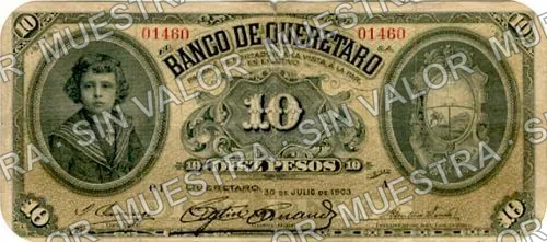 10 pesos, Banco de Querétaro (M474), anverso