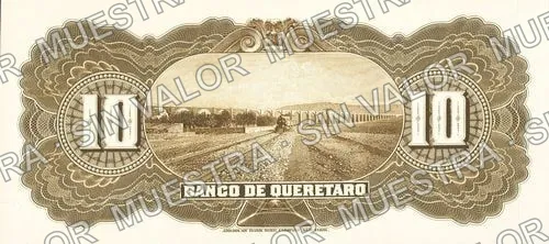 10 pesos, Banco de Querétaro (M474), reverso