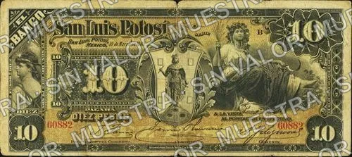 10 pesos, Banco de San Luis Potosí (M485), anverso