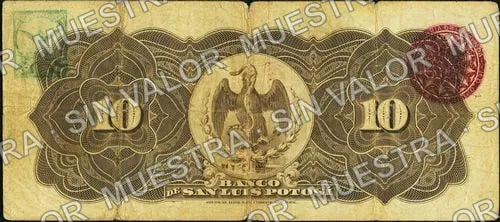 10 pesos, Banco de San Luis Potosí (M485), reverso