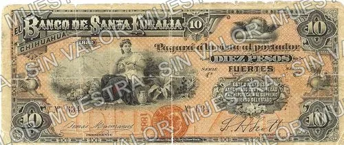 10 pesos, Banco de Santa Eulalia (M165), anverso