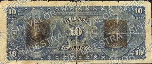 10 pesos, Banco de Santa Eulalia (M165), reverso