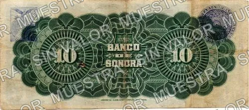 10 pesos, Banco de Sonora (M508), reverso
