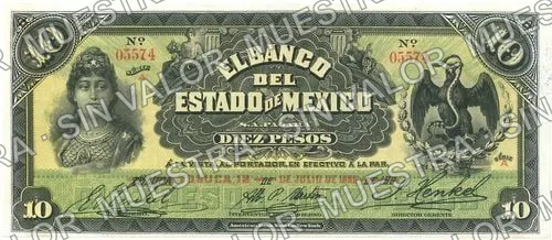 10 pesos, Banco del Estado de México (M397), anverso
