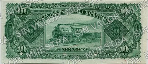 10 pesos, Banco Internacional é Hipotecario de México (M226), reverso