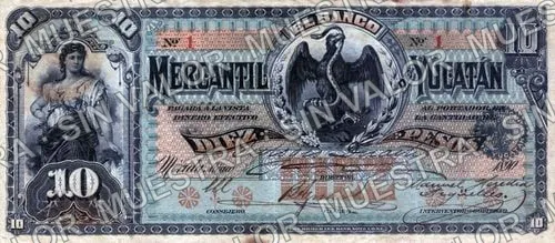 10 pesos, Banco Mercantil de Yucatán (M541), anverso