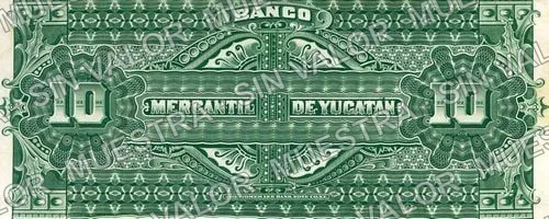 10 pesos, Banco Mercantil de Yucatán (M541), reverso