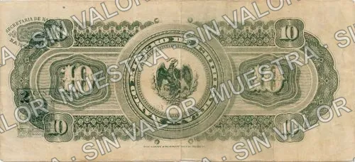 10 pesos, Banco Minero de Chihuahua (M155), reverso