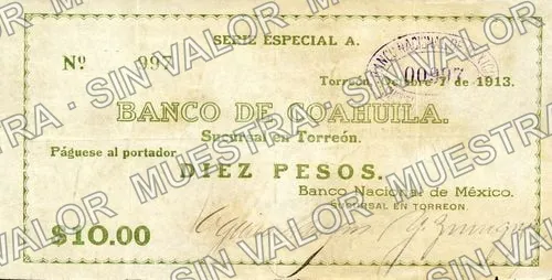 10 pesos, Banco Nacional de México (M1018), anverso