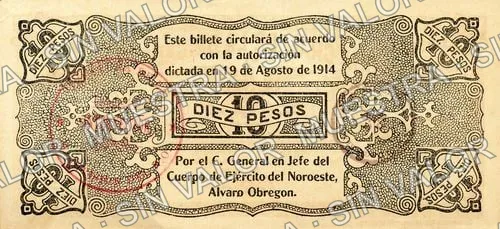 10 pesos, Brigada de Sinaloa (M3724), reverso
