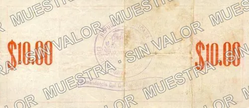 10 pesos, Cuerpo de Ejército del Noroeste (M3714), reverso