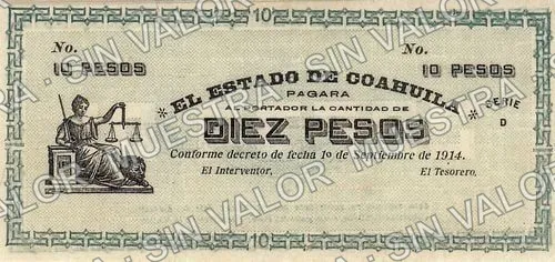 10 pesos, Estado de Coahuila (M1073), anverso