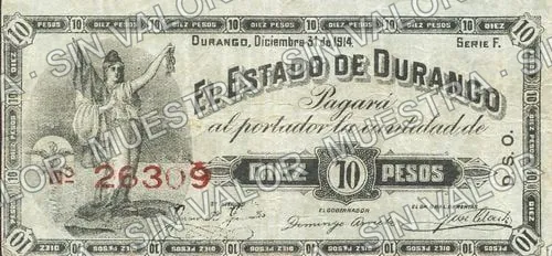 10 pesos, Estado de Durango (M1503), M1503a $10 Estado de Durango, anverso