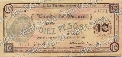 10 pesos, Estado de Oaxaca (M3374), anverso