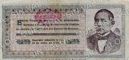 10 pesos, Estado de Oaxaca (M3374), reverso (M3374f $10 Estado de Oaxaca)