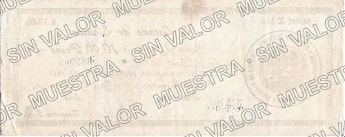 10 pesos, Estado de Sinaloa (M3747), M3747a $10 Estado de Sinaloa, reverso