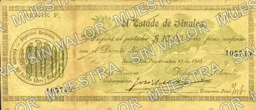 10 pesos, Estado de Sinaloa (M3773), anverso