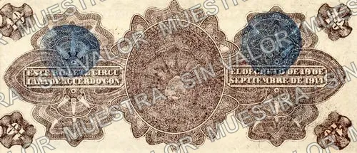 10 pesos, Gobierno Provisional de México (M1241), M1241b $10 Gobierno Provisional de México, reverso