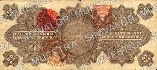 10 pesos, Gobierno Provisional de México (M3974), reverso
