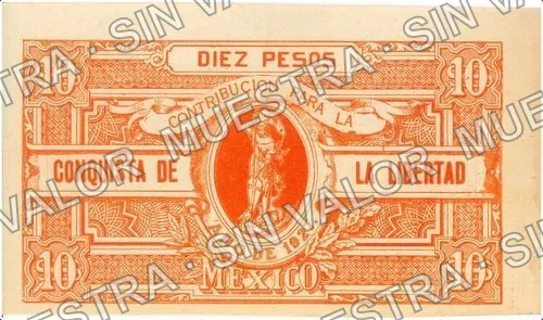 10 pesos, Liga Nacional Defensora de la Libertad Religiosa (M4365), M4365 $10 Liga Nacional Defensora de la Libertad Religiosa, anverso
