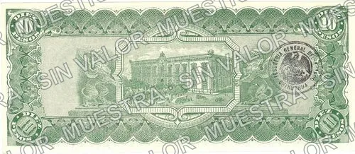 10 pesos (M924), reverso (M924b $10)