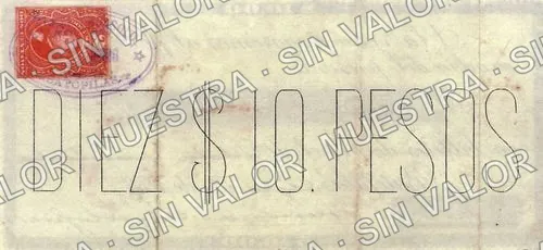 10 pesos, Mendoza y Abasolo, Sucs (M615), M615 $10 Mendoza y Abasolo, Sucs., reverso