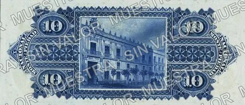 10 pesos, Nacional Monte de Piedad remainder (M692), M692r1 $10 Nacional Monte de Piedad remainder, reverso