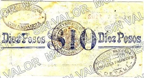 10 pesos, Tesorería General (M915), reverso