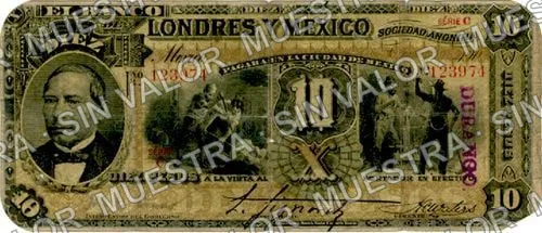 10 pesos, uncat $10 stamped 'Villahermosa' (M272), anverso (M272g $10 overprinted 'DURANGO')