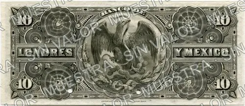 10 pesos, uncat $10 stamped 'Villahermosa' (M272), reverso