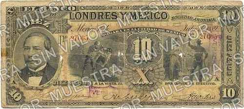 10 pesos, uncat $10 stamped 'Villahermosa' (M272), M272x $10 stamped 'VERACRUZ', anverso