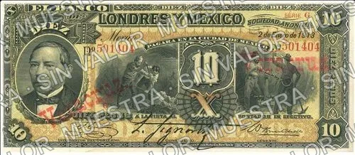 10 pesos, uncat $10 stamped 'Villahermosa' (M272), M272x $10 stamped 'VERACRUZ', anverso