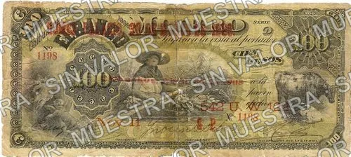 100 pesos, .5 $100 Banco Minero model (M137), M137h $100 overprinted 'Hermosillo', anverso