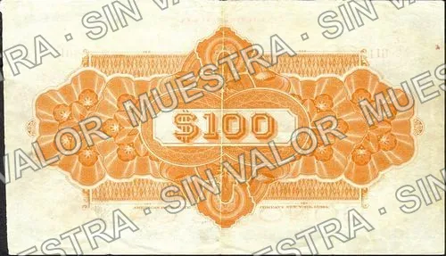 100 pesos, Banco Comercial Refaccionario de Chihuahua (M90), M90r $100 Banco Comercial Refaccionario de Chihuahua, reverso