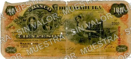 100 pesos, Banco de Coahuila (M171), anverso (M171e $100 overprinted 'MONTEREY')
