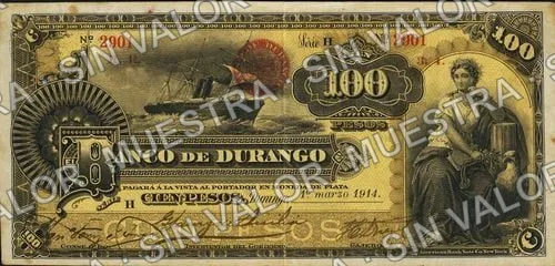 100 pesos, Banco de Durango (M338), anverso