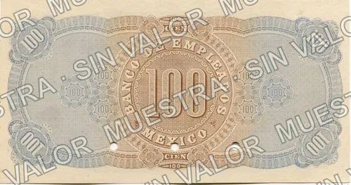 100 pesos, Banco de Empleados (M211), reverso
