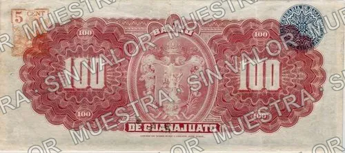 100 pesos, Banco de Guanajuato (M354), reverso