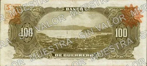 100 pesos, Banco de Guerrero (M365), M365b $100 Banco de Guerrero, reverso