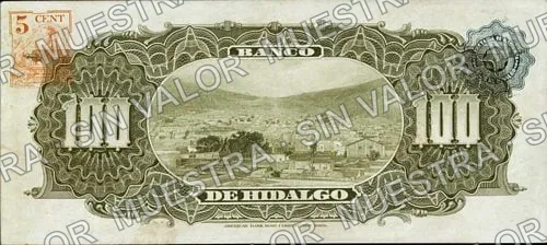 100 pesos, Banco de Hidalgo (M373), reverso