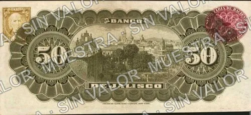100 pesos, Banco de Jalisco (M390), reverso