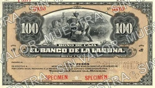 100 pesos, Banco de la Laguna (M188), anverso