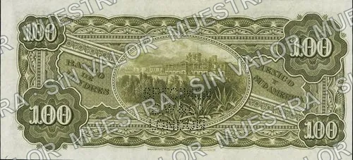 100 pesos, Banco de Londres, México y Sud América (M266), M266s $100 Banco de Londres, México y Sud América, reverso