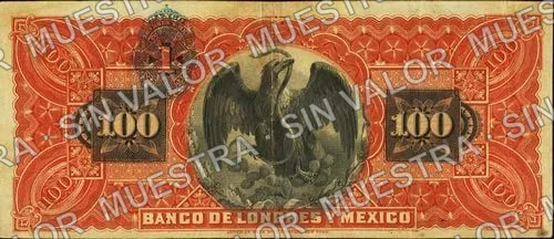 100 pesos, Banco de Londres y México (M275), reverso