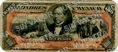 100 pesos, Banco de Londres y México (M275), M275h $100 overprinted'GUADALAJARA' in box, anverso
